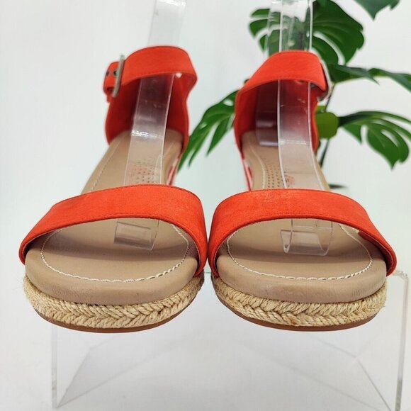 UGG Woman’s Wedge Red Leather Strappy Espadrille Comfort Sandals Size 9 - Picture 2 of 13